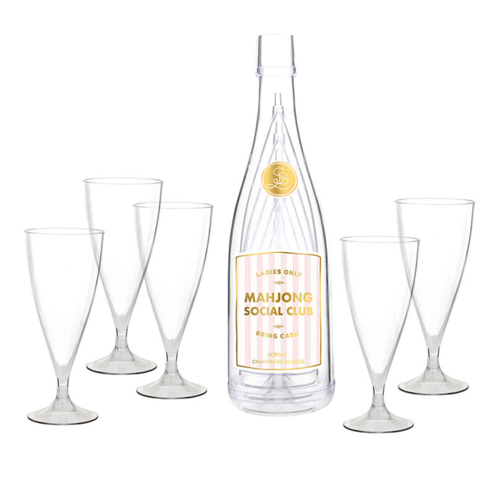 Acrylic Champagne Bottle + Glasses - Mahjong Social Club