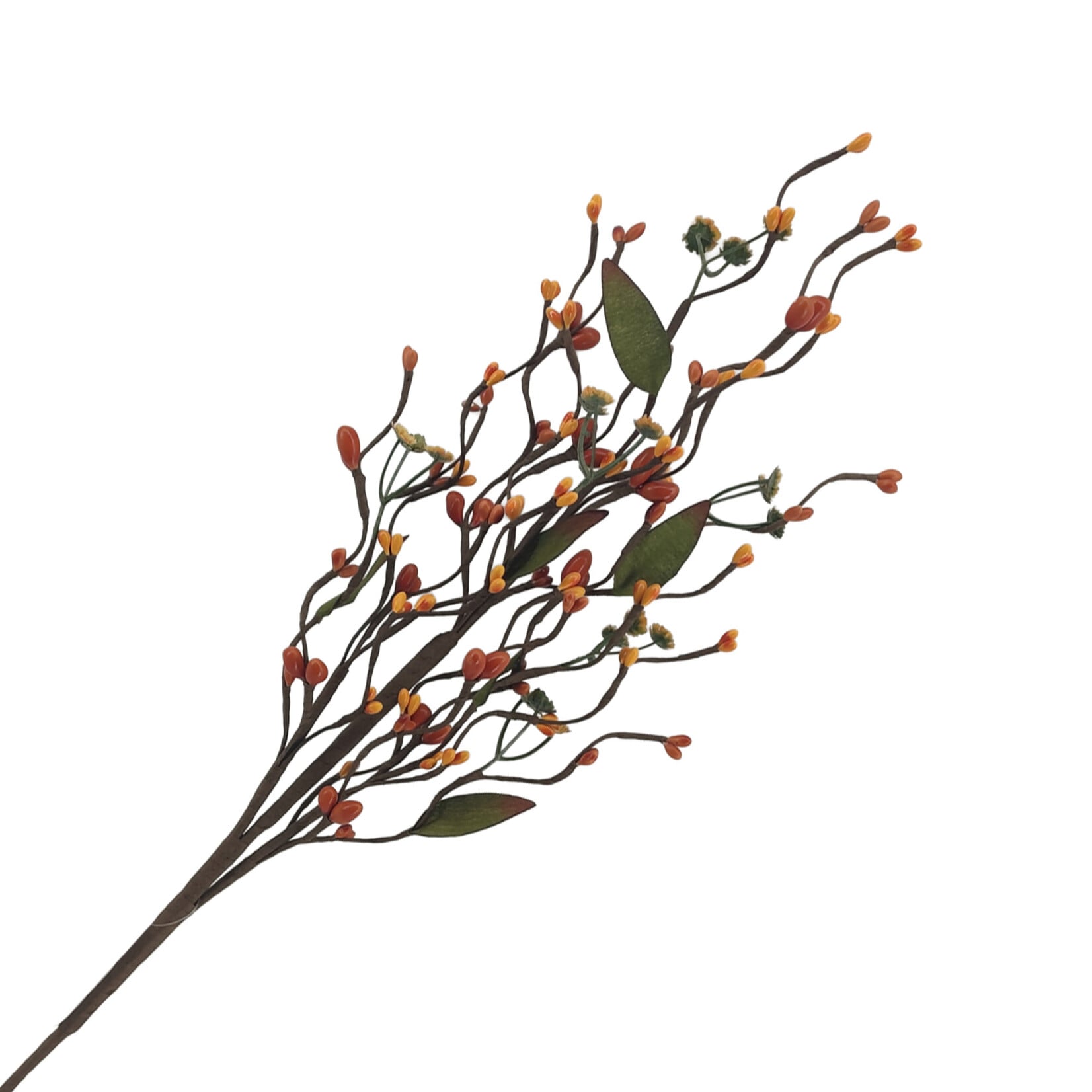 FALL SPRAY WILDFLOWER BUD STEM 24″ ORANGE YELLOW GREEN LEAF WISPY VINE