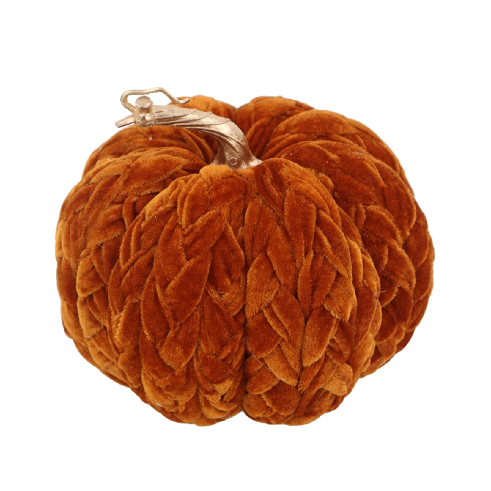 FALL PUMPKIN VELVET BRAIDED 8″ RUST/BURNT ORANGE