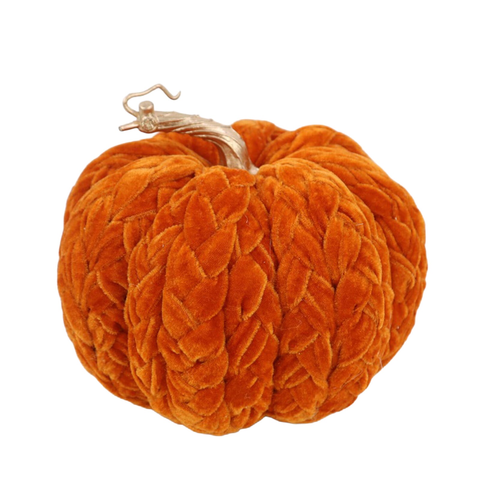 FALL PUMPKIN VELVET BRAIDED 8″ BRIGHT ORANGE