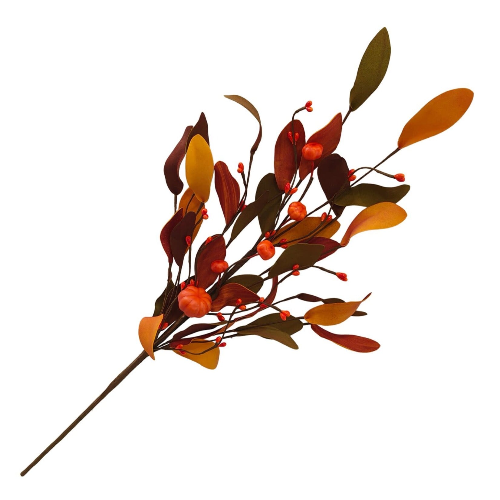 FALL STEM MINI PUMPKIN POD 24″ BURNT ORANGE BROWN EUCALYPTUS