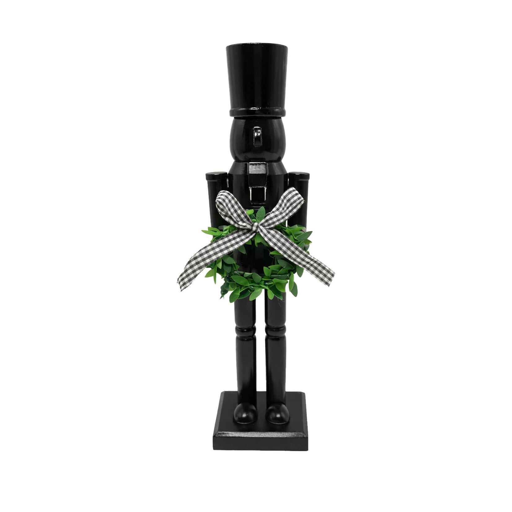 NUTCRACKER WOODEN 15″ SOLDIER ALL-BLACK SILHOUETTE WREATH & BOW