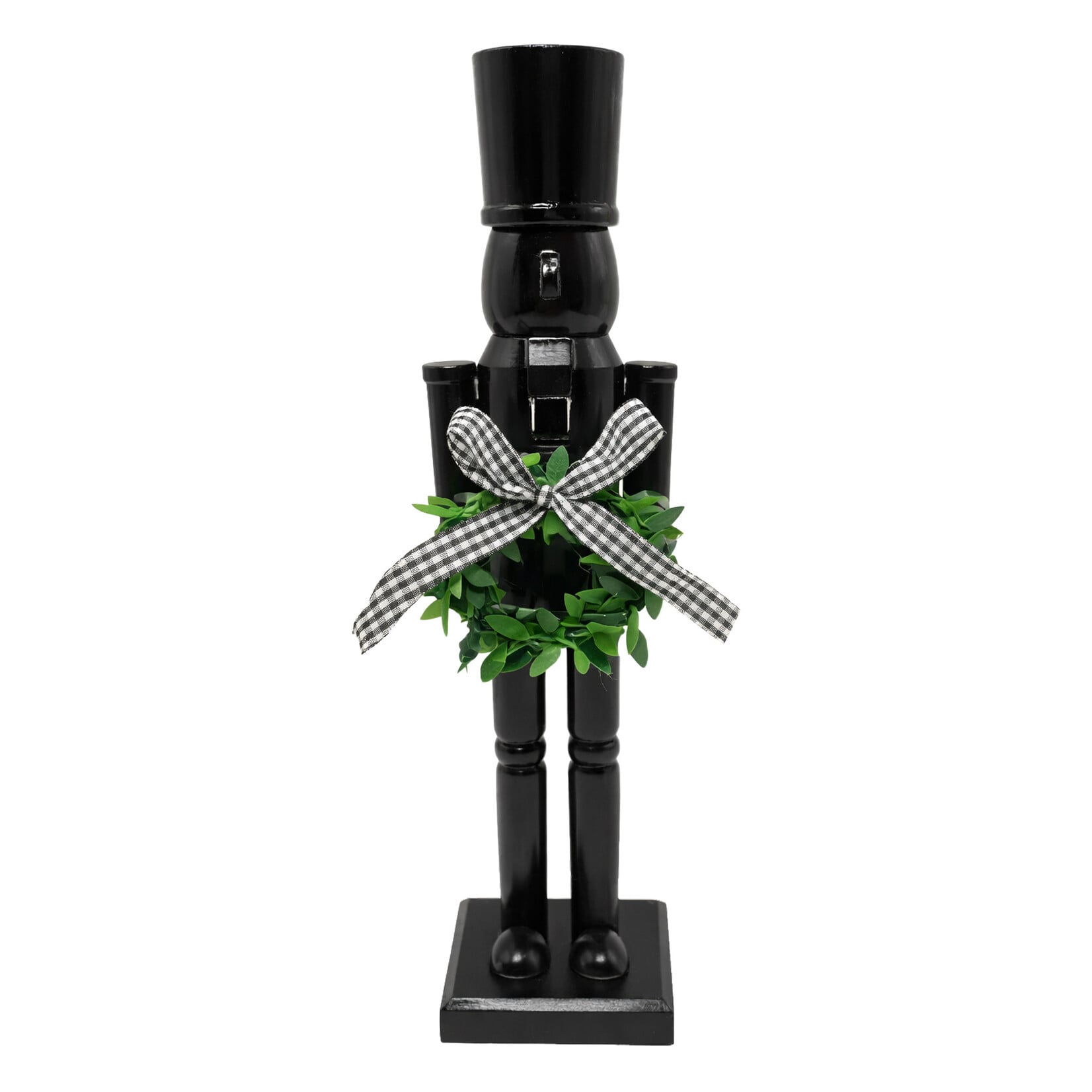 NUTCRACKER WOODEN 24″ SOLDIER ALL-BLACK SILHOUETTE WREATH & BOW
