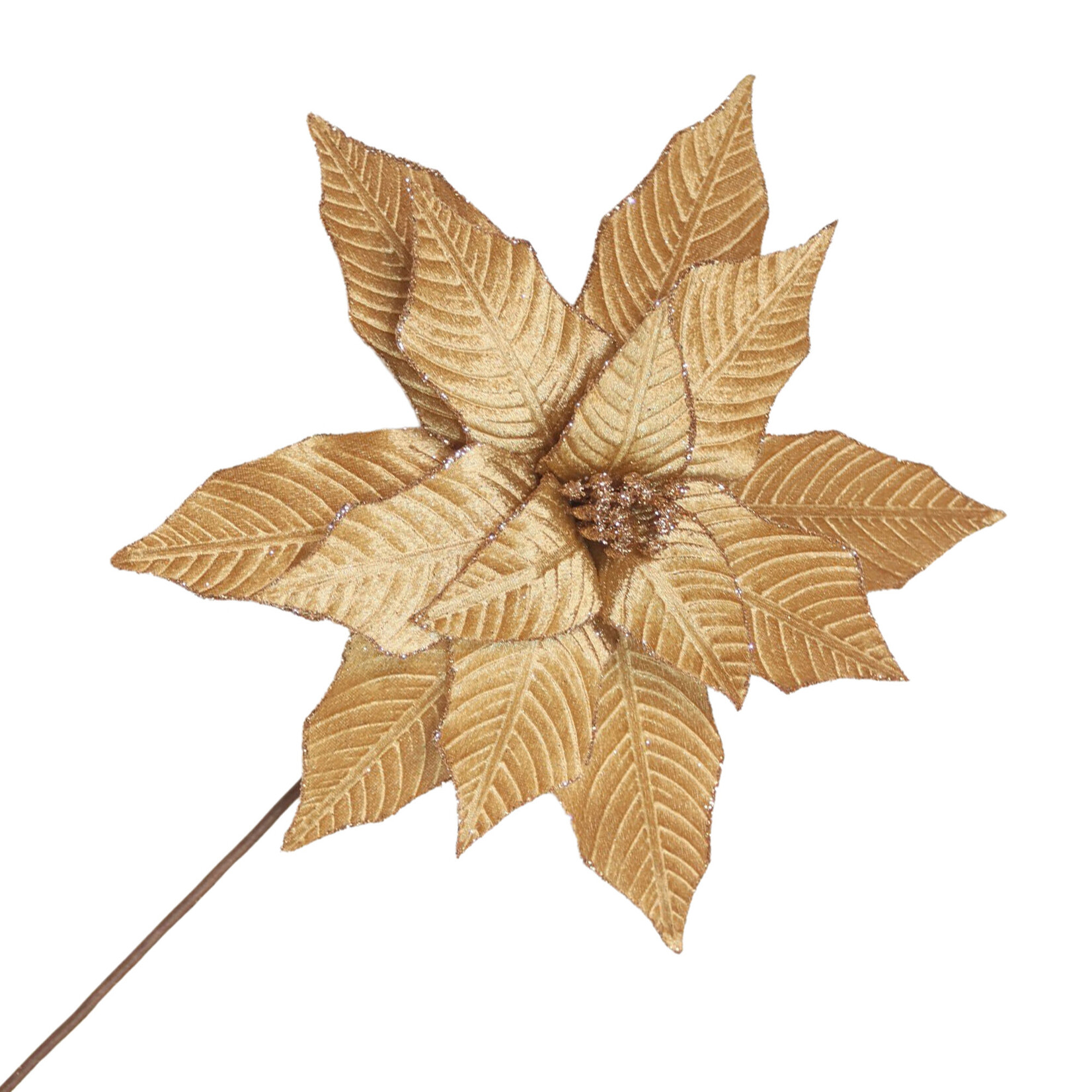 POINSETTIA STEM VELVET 20″X12″ ICED COFFEE