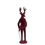 Medium Standing Stag with Walking Stick - Burgundy