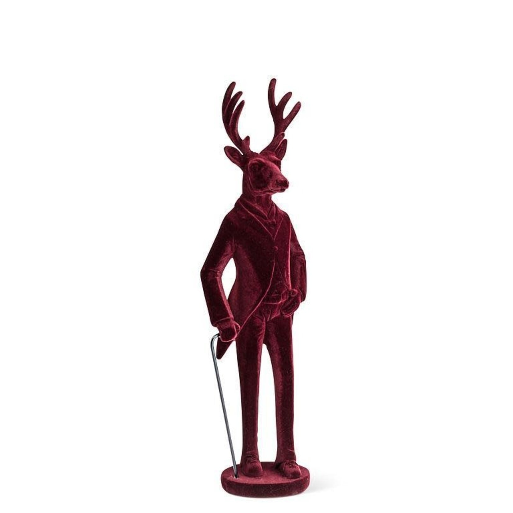 Medium Standing Stag with Walking Stick - Burgundy