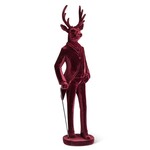Large Standing Stag with Walking Stick - Burgundy