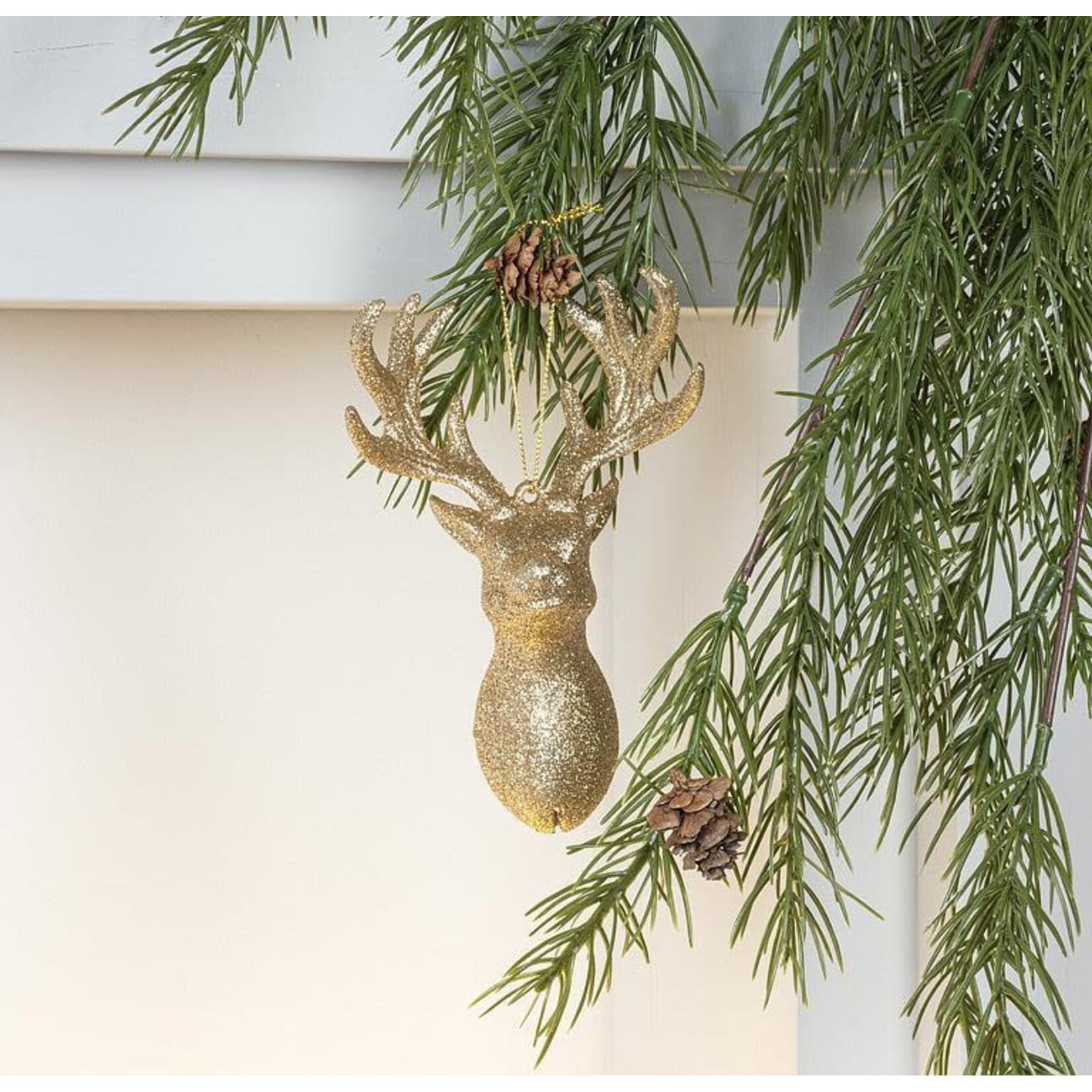 Glitter Reindeer Bust Ornament
