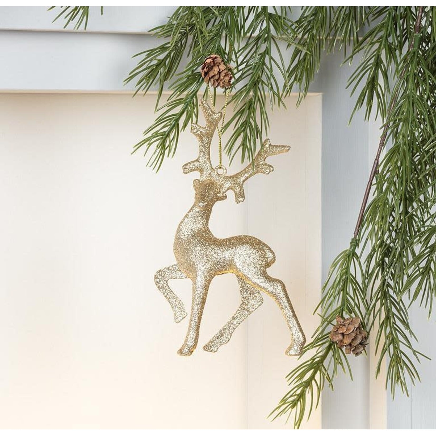 Glitter Standing Reindeer Ornament