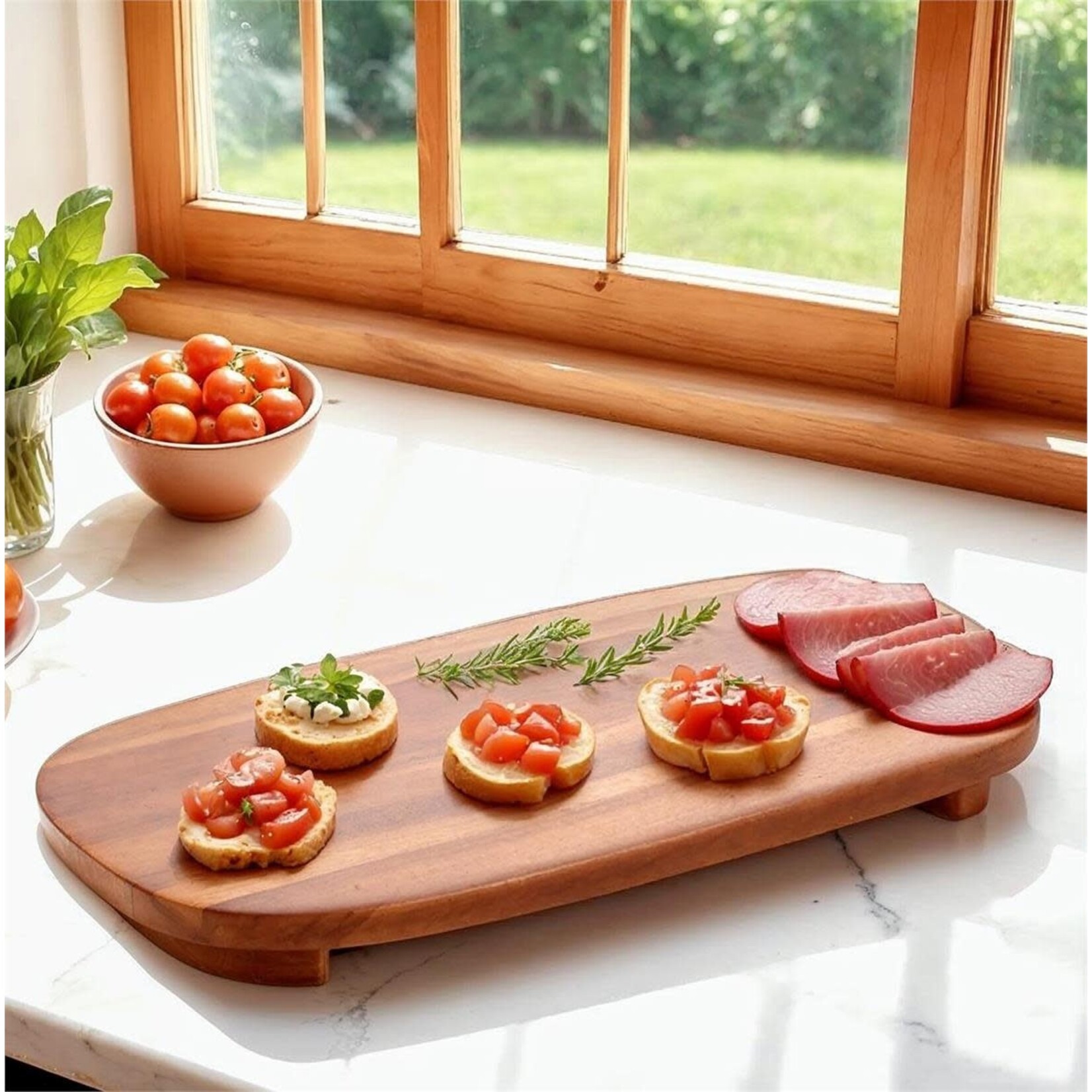 Acacia Wood Serving Plate/Riser, 36x22x4cm