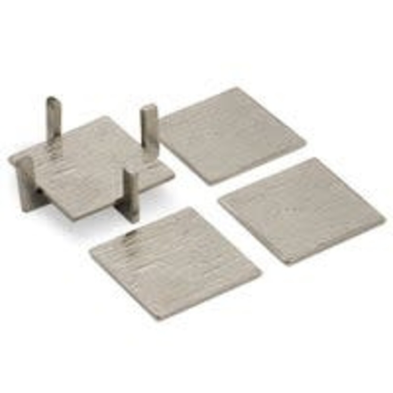 Arta 4 Piece Nickel Plated Grooved Aluminum 4X4 Inch Square Coaster Set with Stand