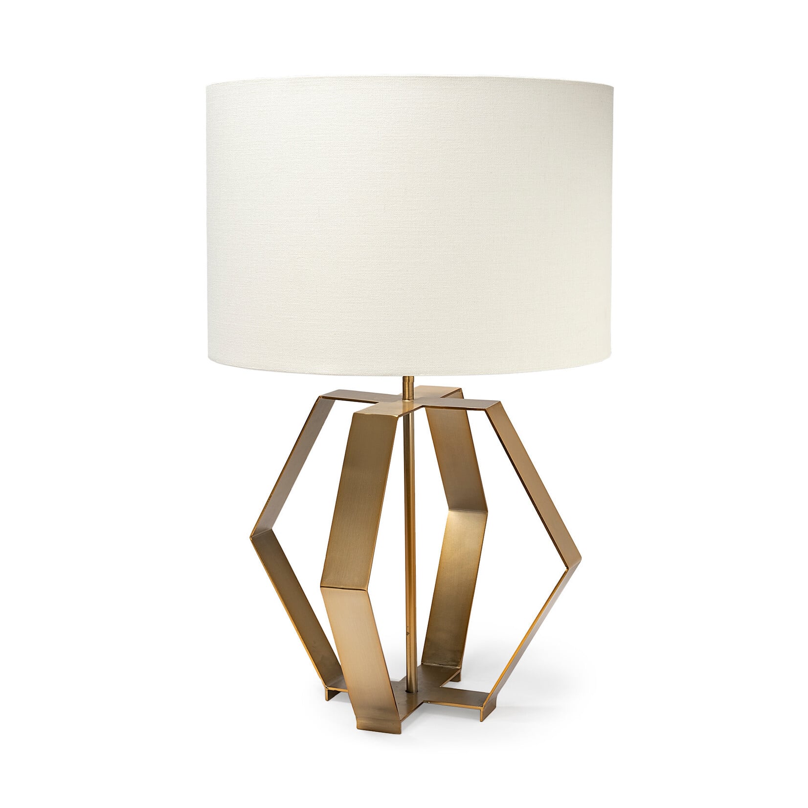 Edwards (26"H) Gold Metal Base w/ Cream Fabric Shade Table Lamp
