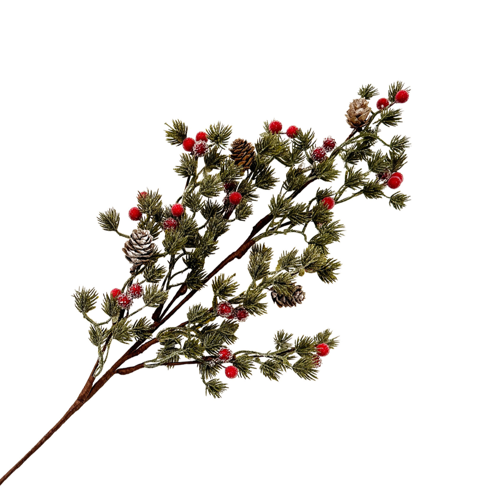 SPRAY BERRY 27″ RED W/PINE FROSTED
