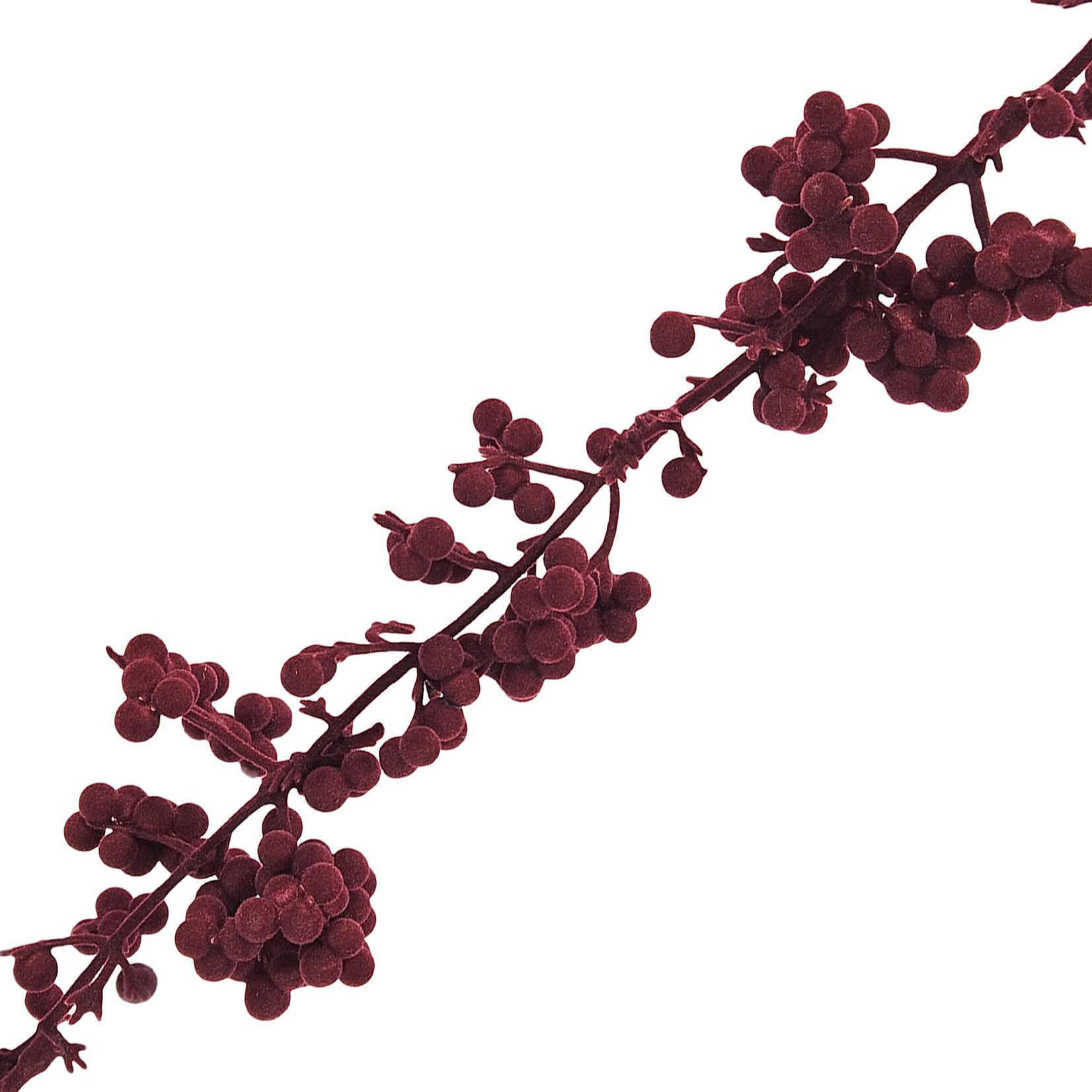 BERRY GARLAND FLOCKED 72″ BURGUNDY POLY FOAM BASE