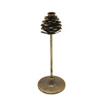 CANDLE HOLDER METAL 5″X13″ PINE CONE ANTIQUE GOLD