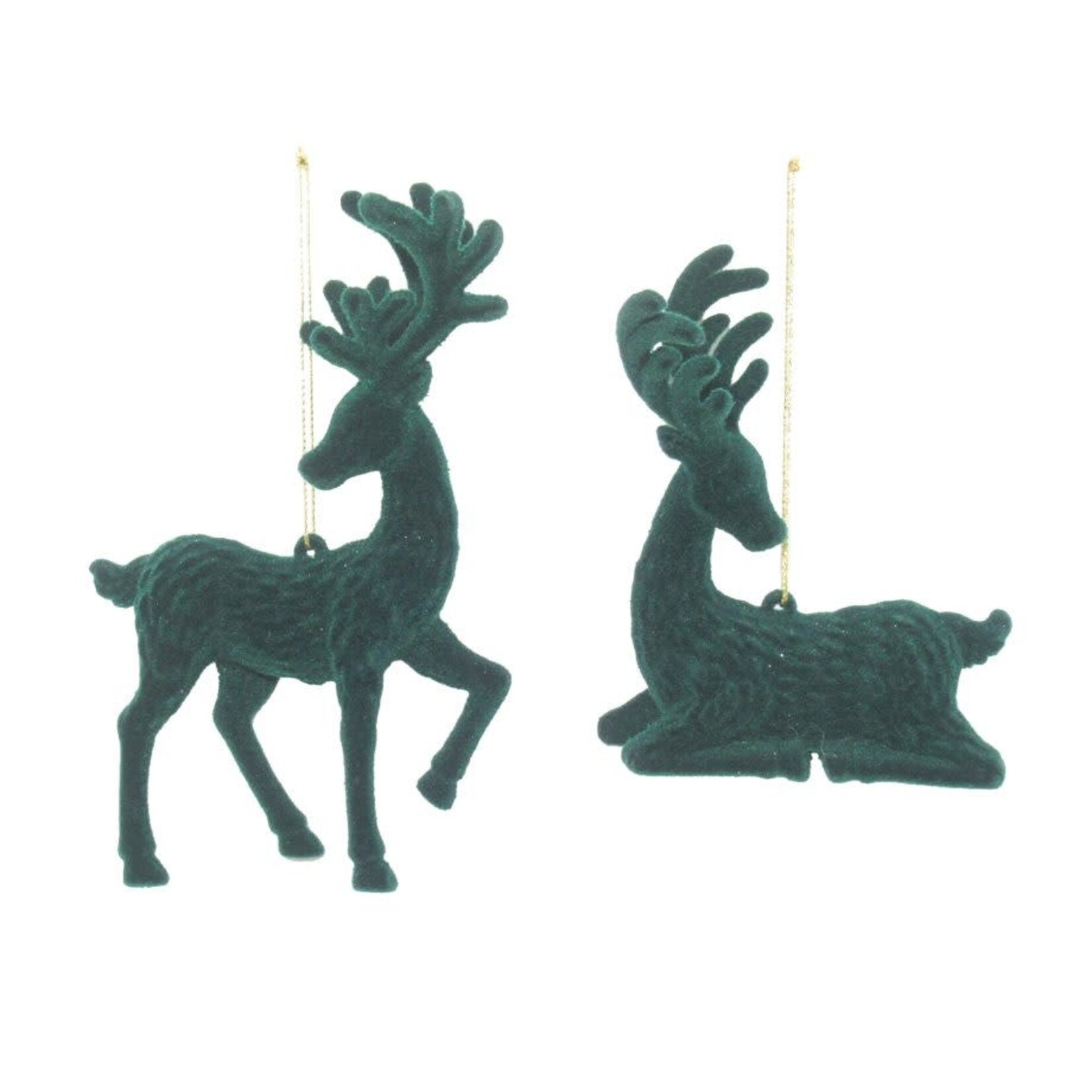ORN REINDEER 4″/5.7″ HUNTER GREEN FLOCKING W/GLTR,