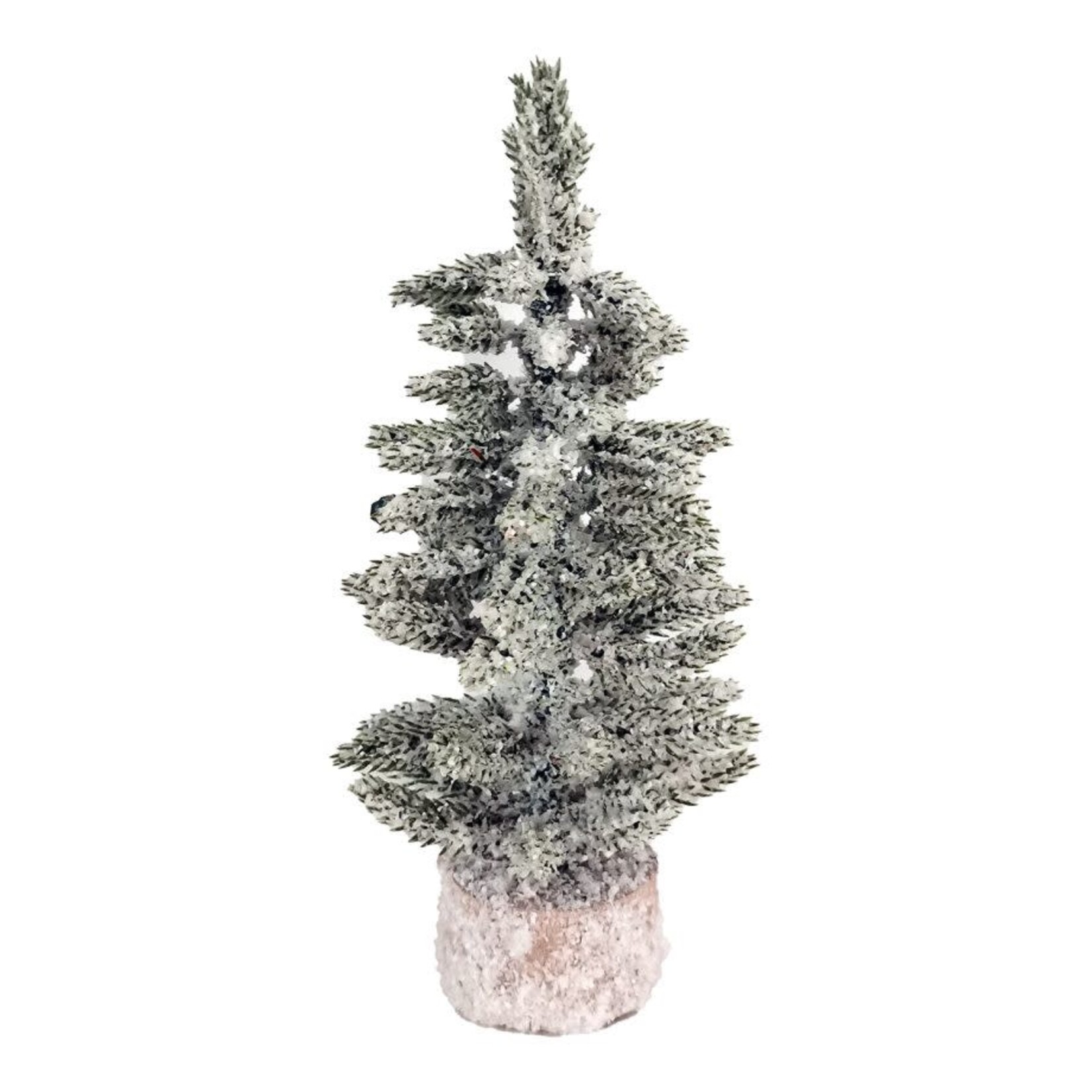 TREE FLOCKED/SNOWY PINE 8.5″ W/ WOODEN BASE