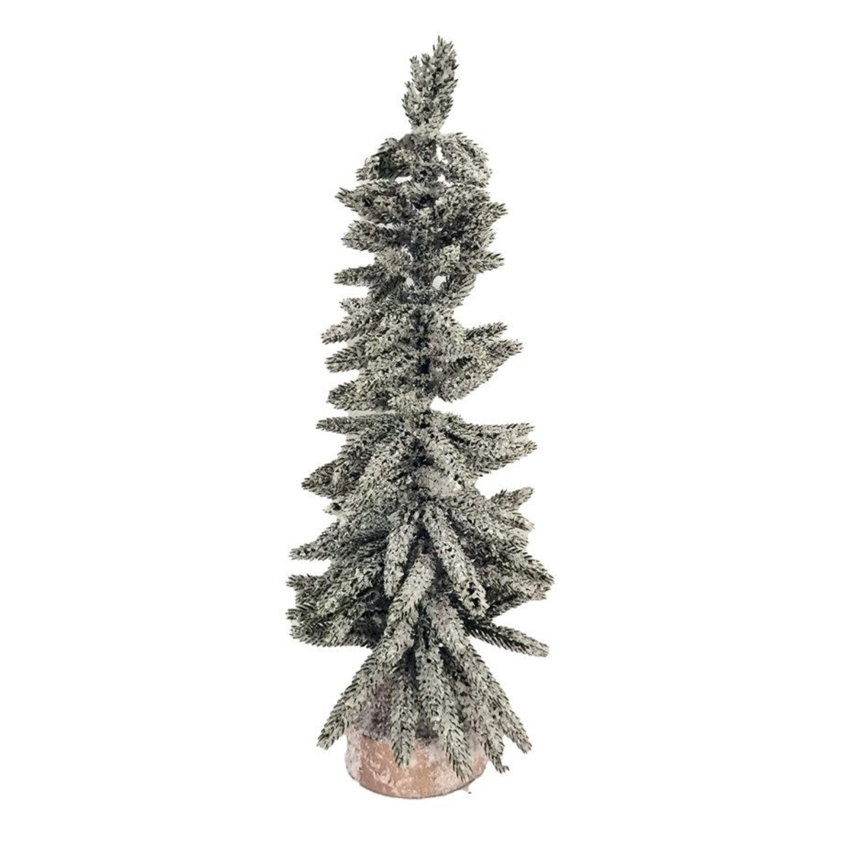 TREE FLOCKED/ SNOWY PINE 16″ W/ WOODEN BASE