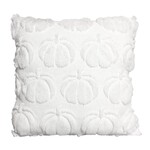 White Pumpkin Plush Embroidered Cushion 18"x18"