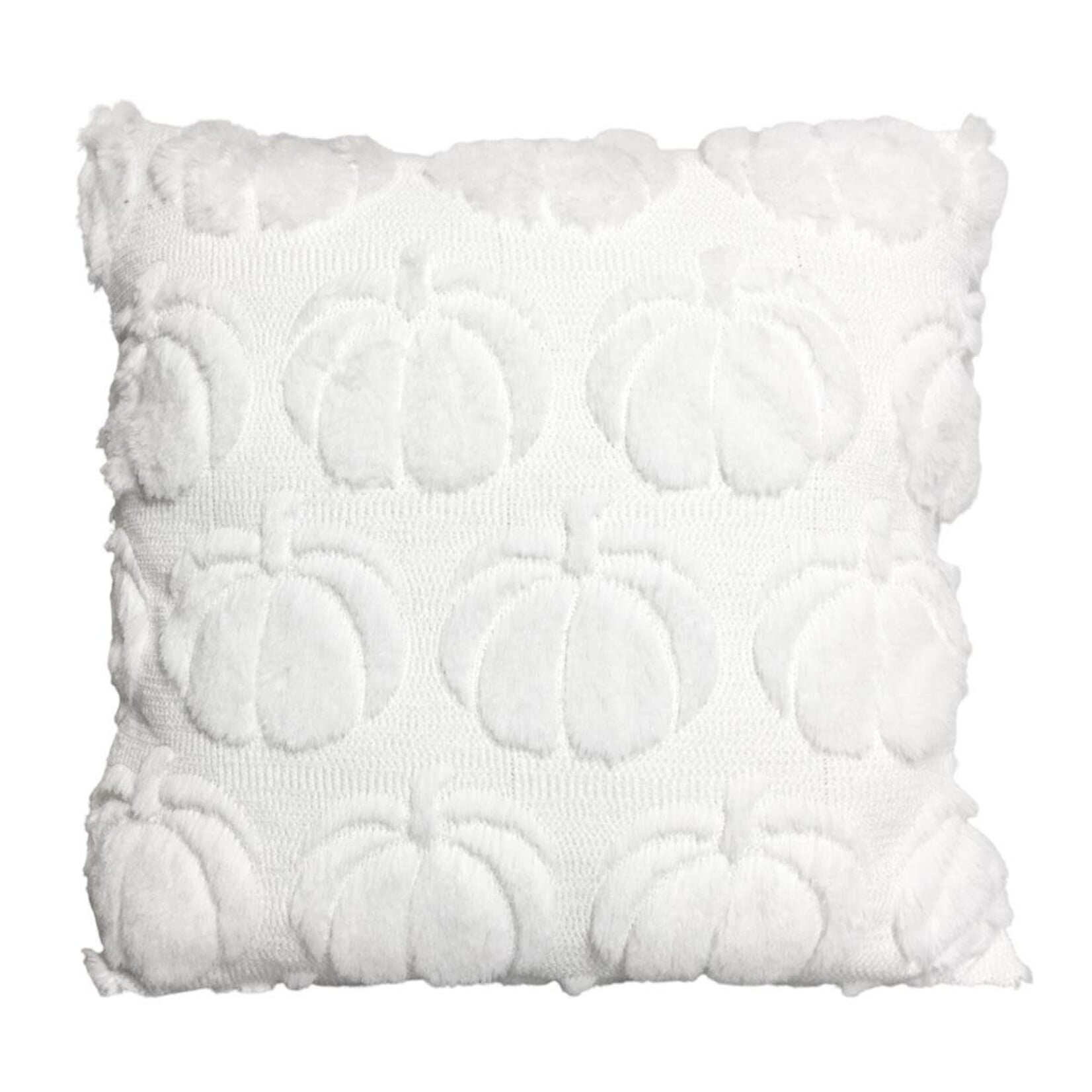 White Pumpkin Plush Embroidered Cushion 18"x18"