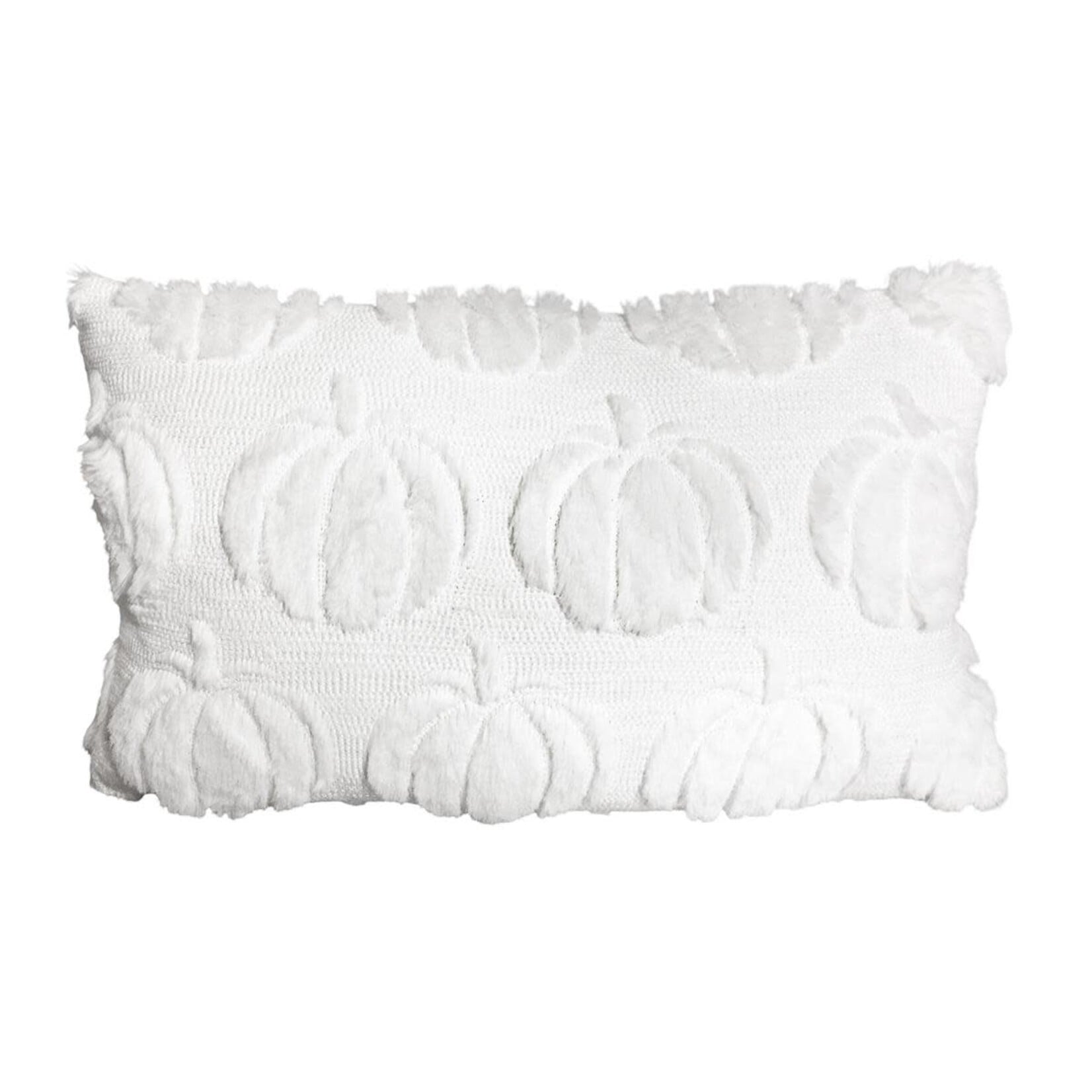 White Pumpkin Plush Embroidered Cushion 12"x20"
