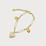 FIGARO-STYLE STAINLESS STEEL BRACELET WITH SMALL RESIN HEARTS