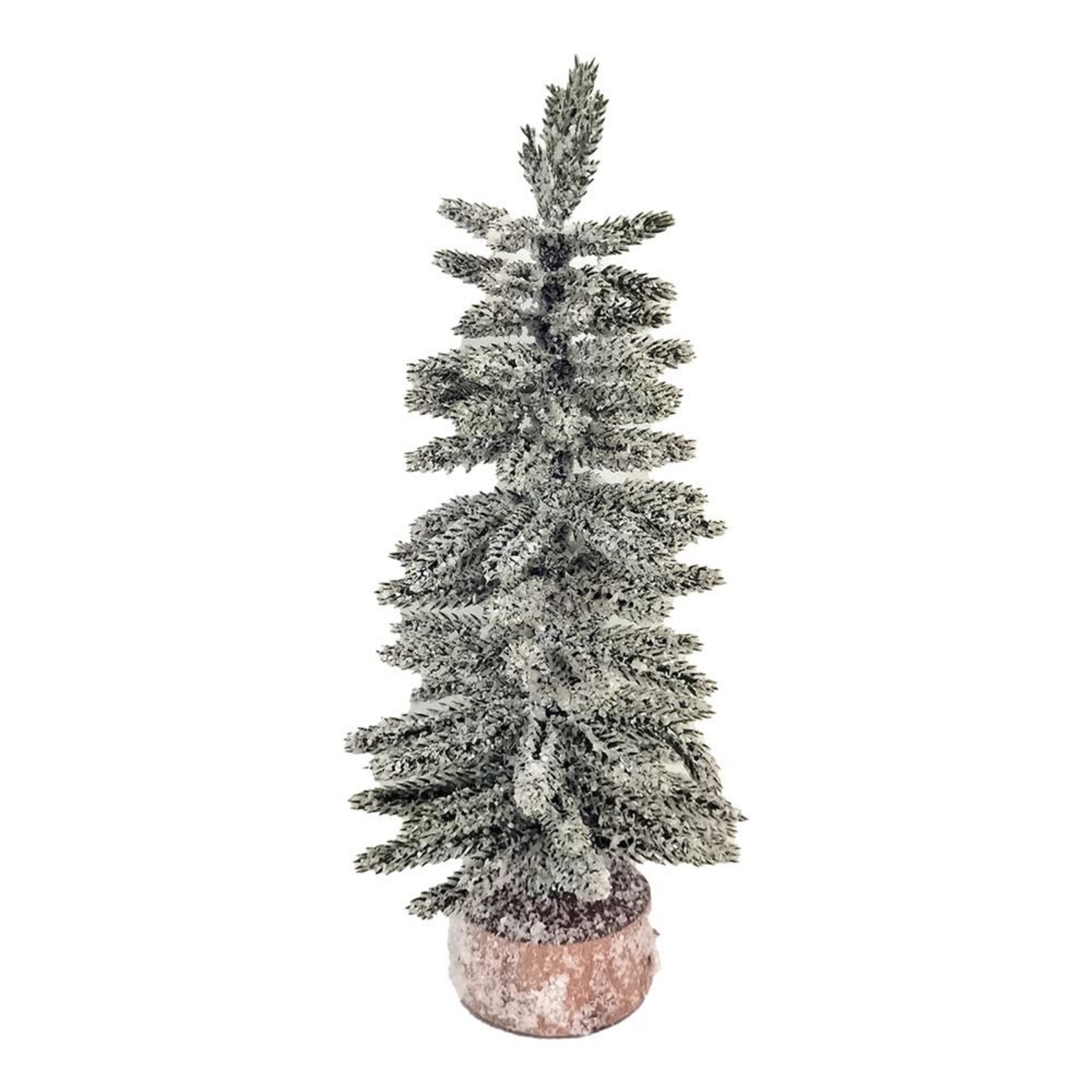 Tree Flocked Snowy Pine 12" W / Wooden Base