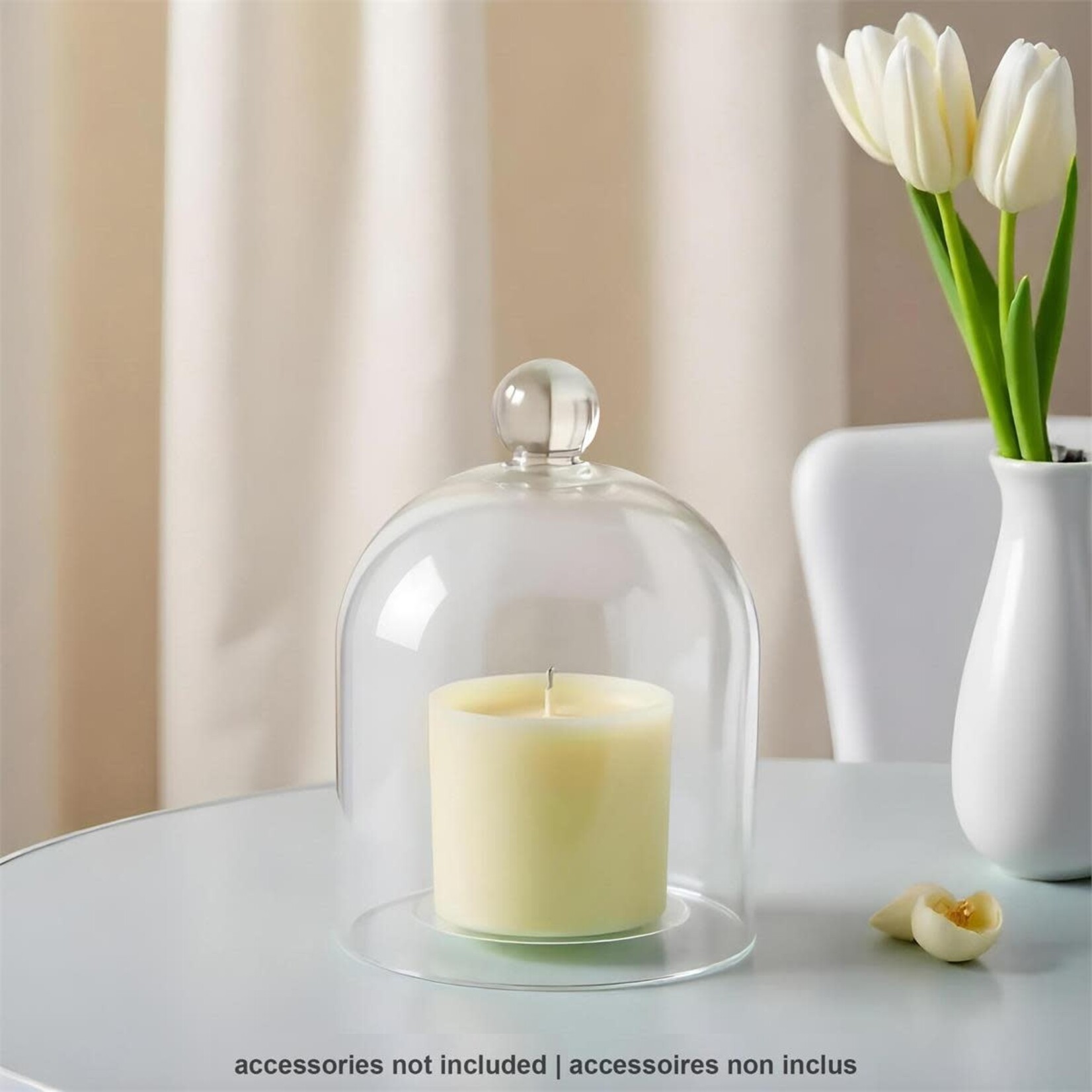 Glass Dome w/Ball Knob, Clear, 4.1"Dx5.7"H