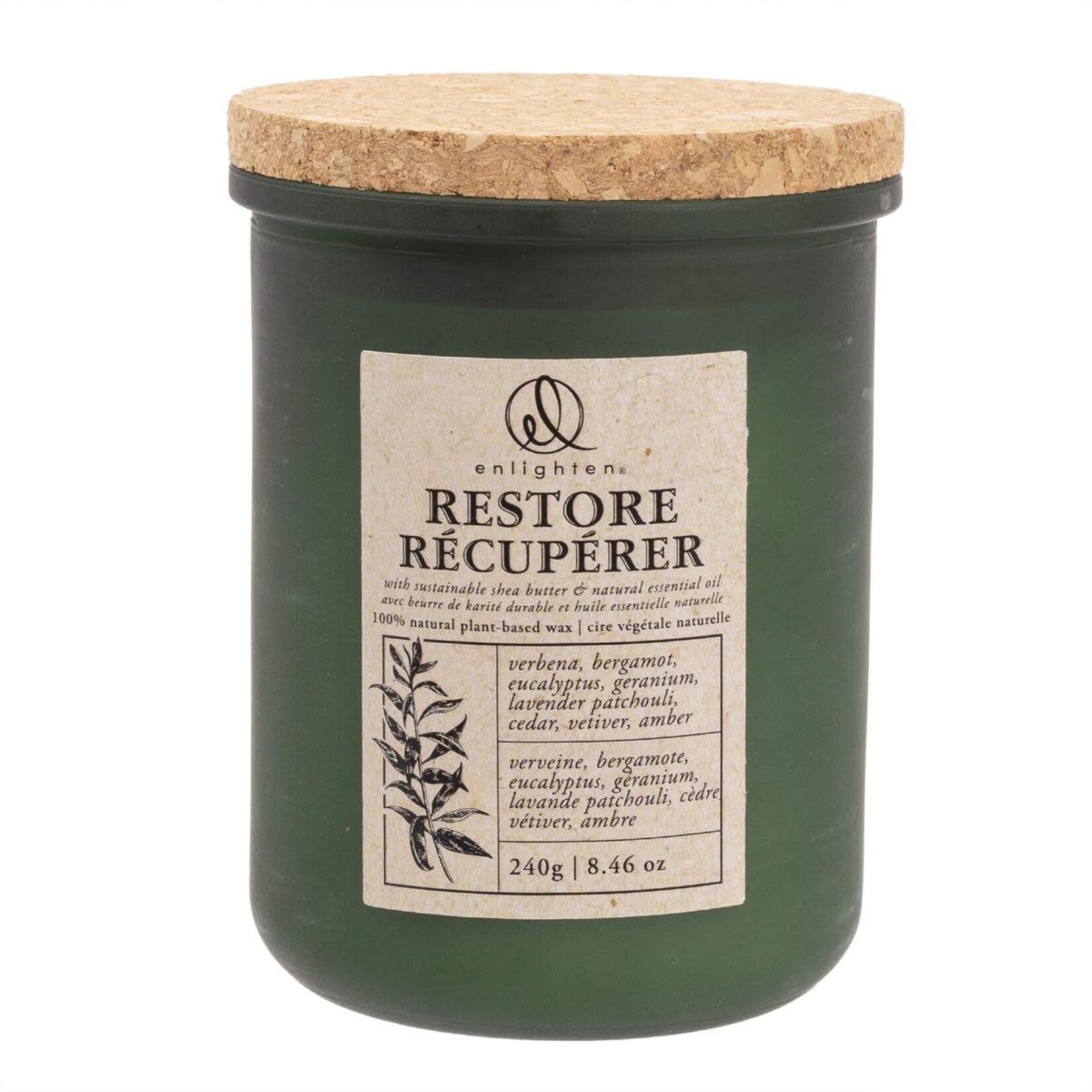 Enlighten Scented Candle w/Cork Lid, Restore