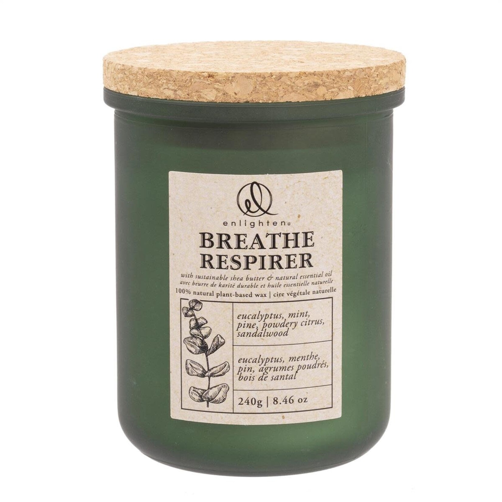 Enlighten Scented Candle w/Cork Lid, Breathe, 240g