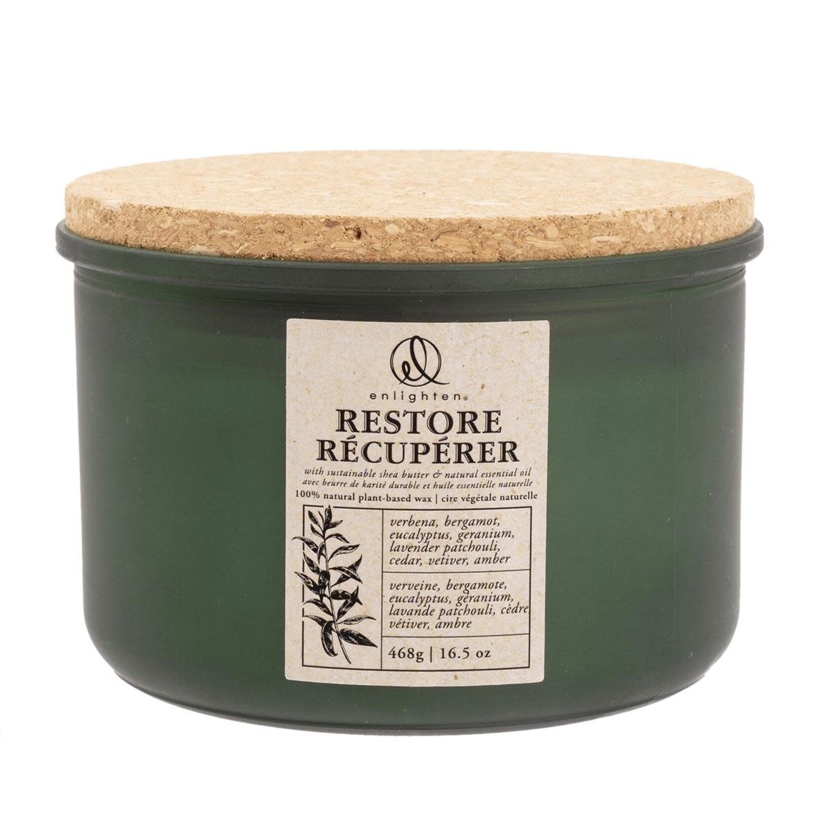 Enlighten Scented Candle w/Cork Lid, 3-wick, Restore, 468g
