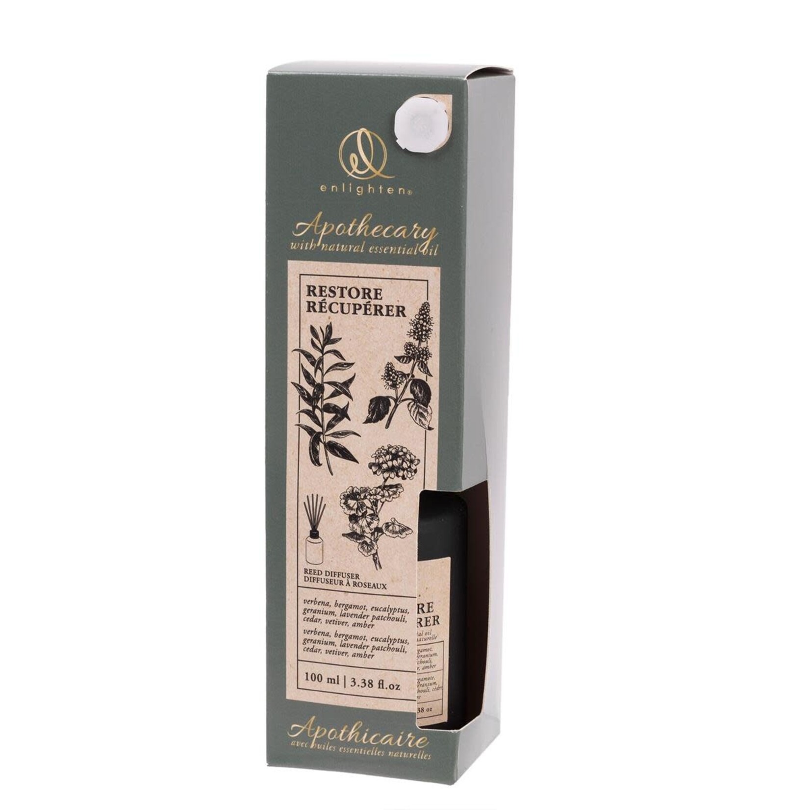 Enlighten 100ml Reed Diffuser, Restore, Gift Boxed