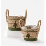 Brown Christmas Tree Design Storage Basket - Large