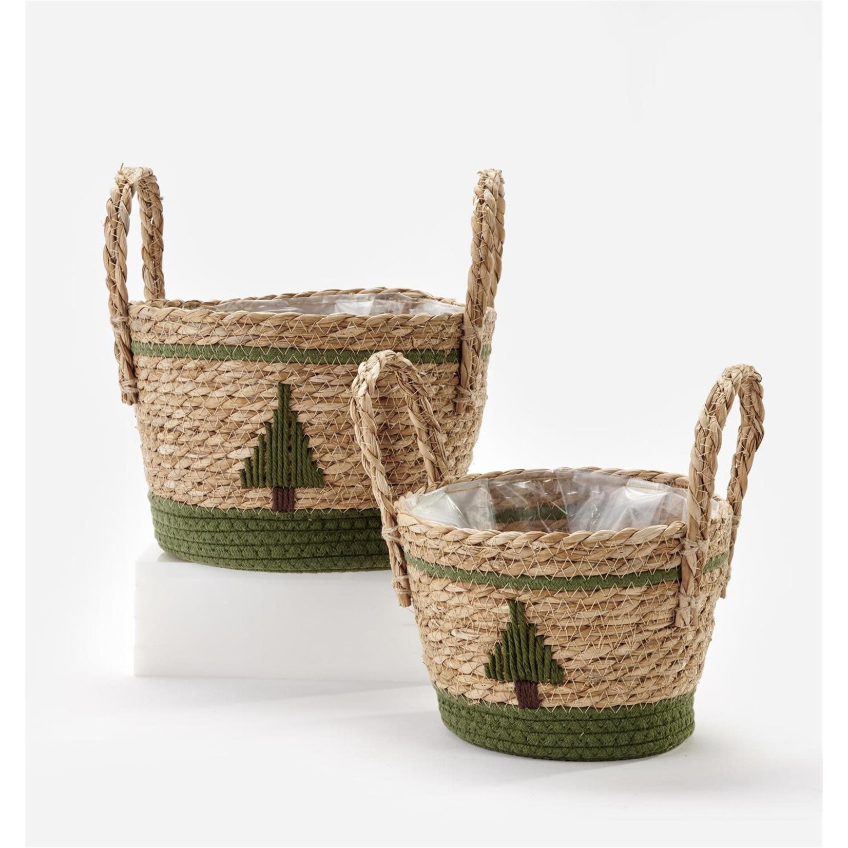 Brown Christmas Tree Design Storage Basket - Small