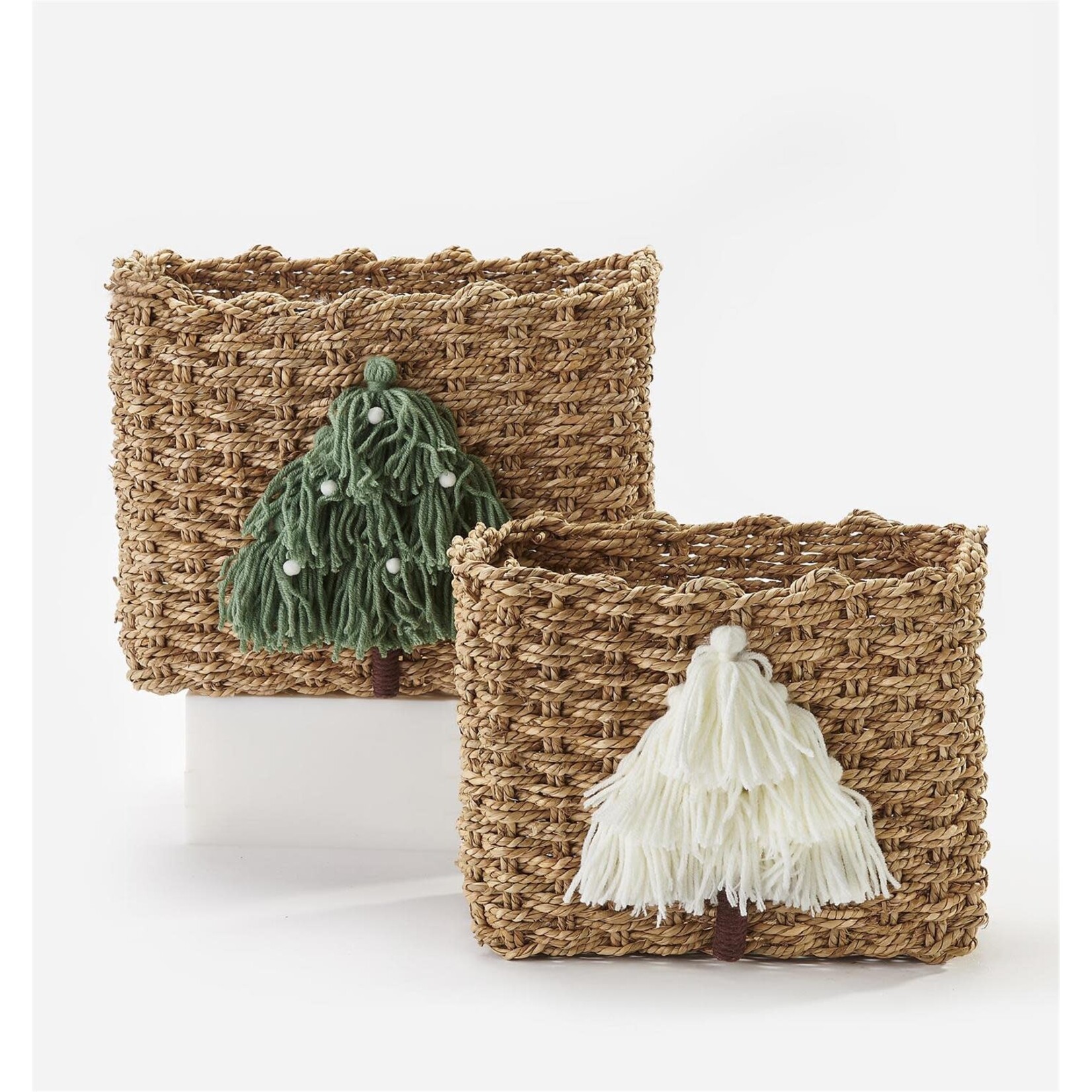 Brown Christmas Tree Design Storage Basket - Medium