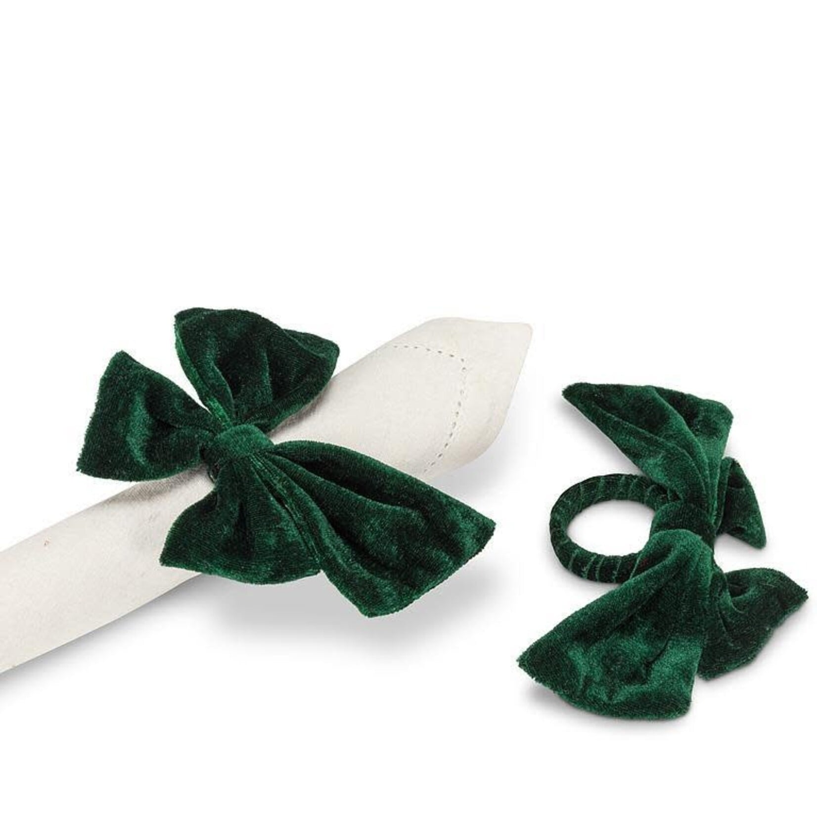 Dark Green Velvet Bow Napkin Ring
