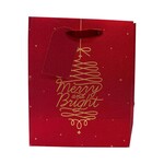 Xmas Gift Bag, Merry & Bright, Medium, Glitter+HS+Velvet Handle