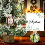 6pk Christmas Color Leaves Stripes Place Card Holder Ornament.
