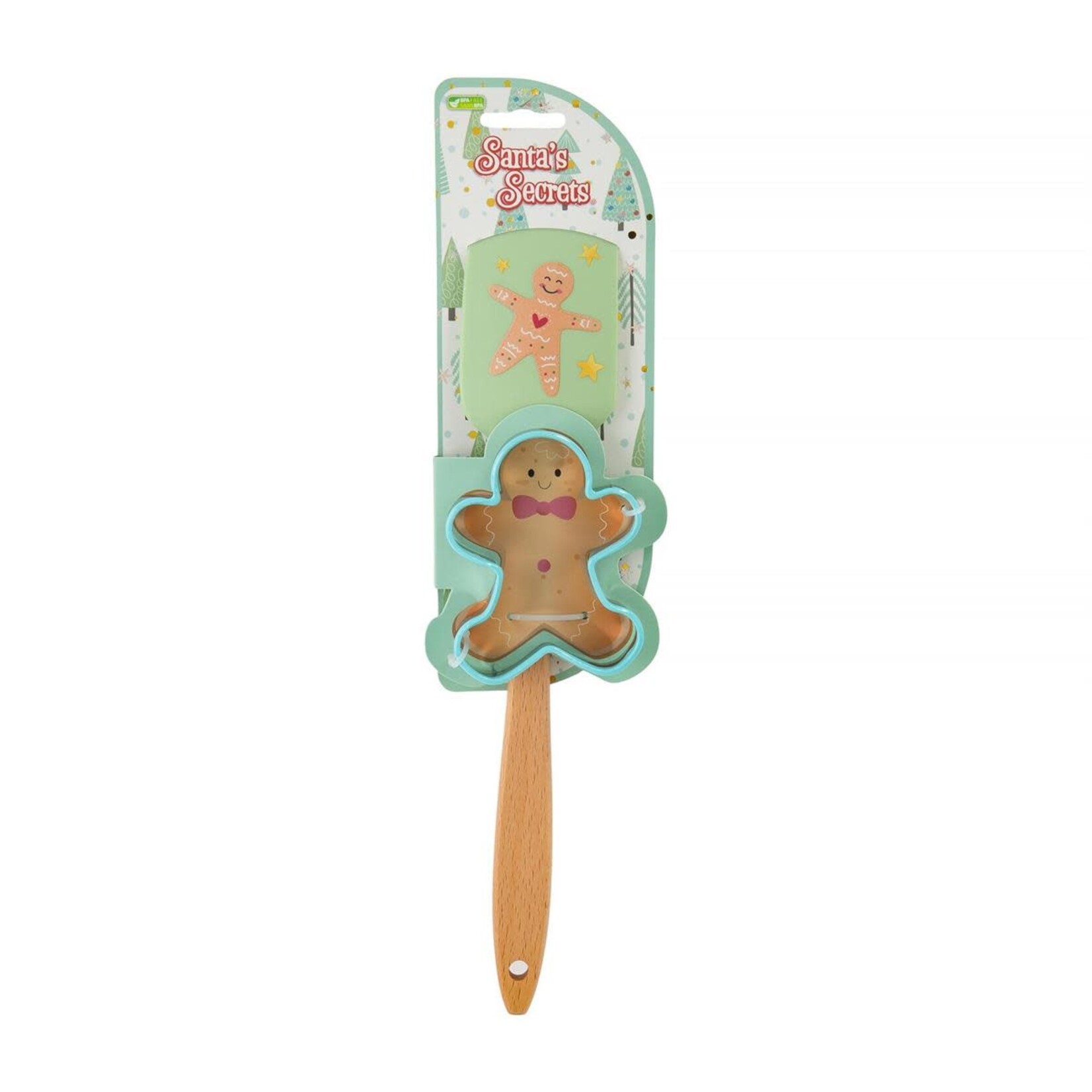 S/2 Silicone Spatula & Cookie Cutter Set- Gingerbread Man