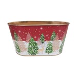 Xmas Tree/ Reindeer Design Oval Tin bucket 8.86X5.31XH4.33" B:7.87X4.33"