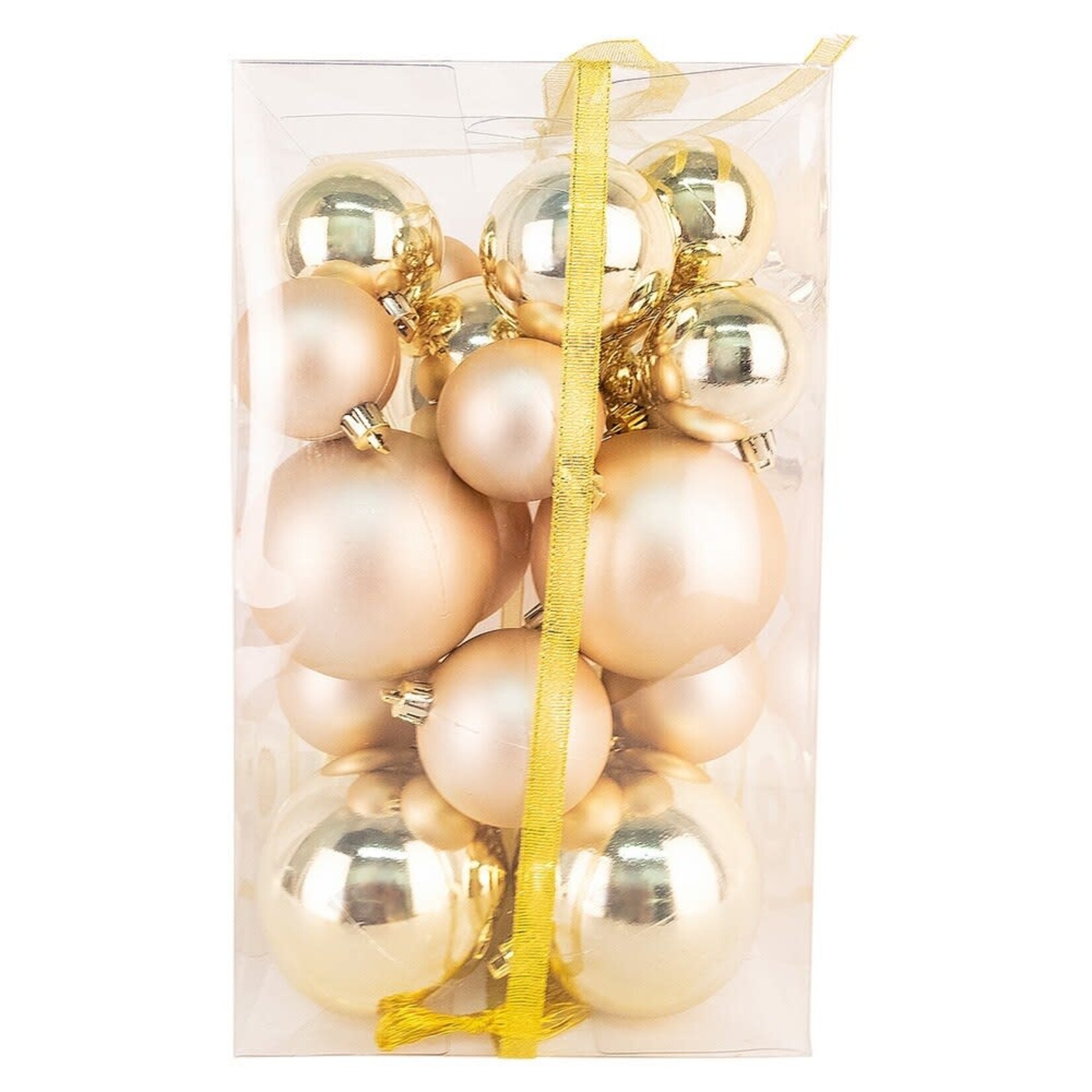 BALLS BOXED 27PC 50/60/80MM GOLD SHINY/ MATTE
