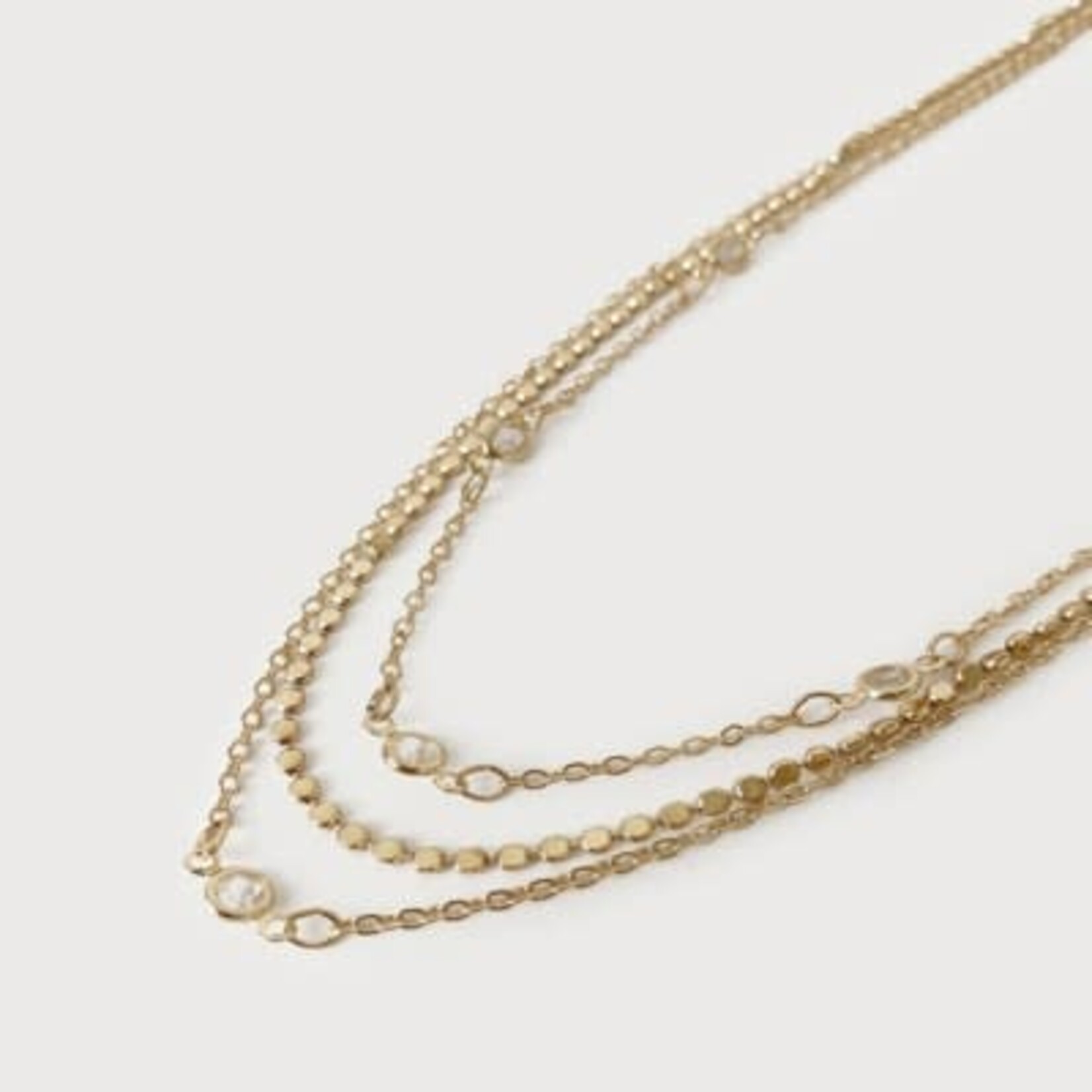 3 LAYERS CHAINS NECKLACE WITH SMALL CRISTALS