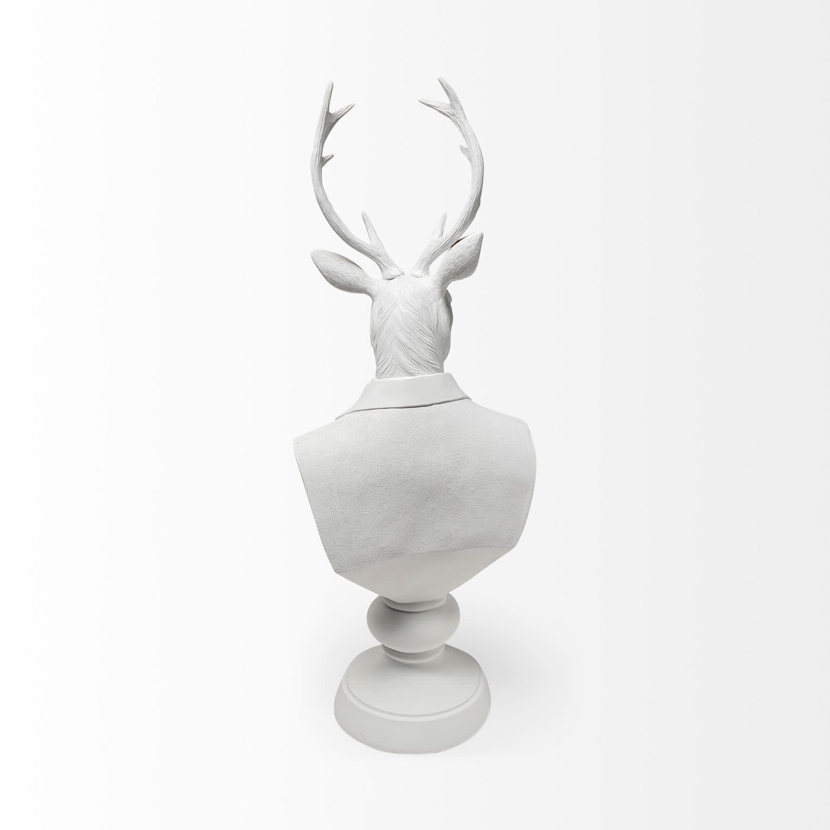 Mozart 22.5H White Painted Resin Deer In A Suit Bust