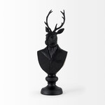 Mozart 22.5H Black Painted Resin Deer In A Suit Bust
