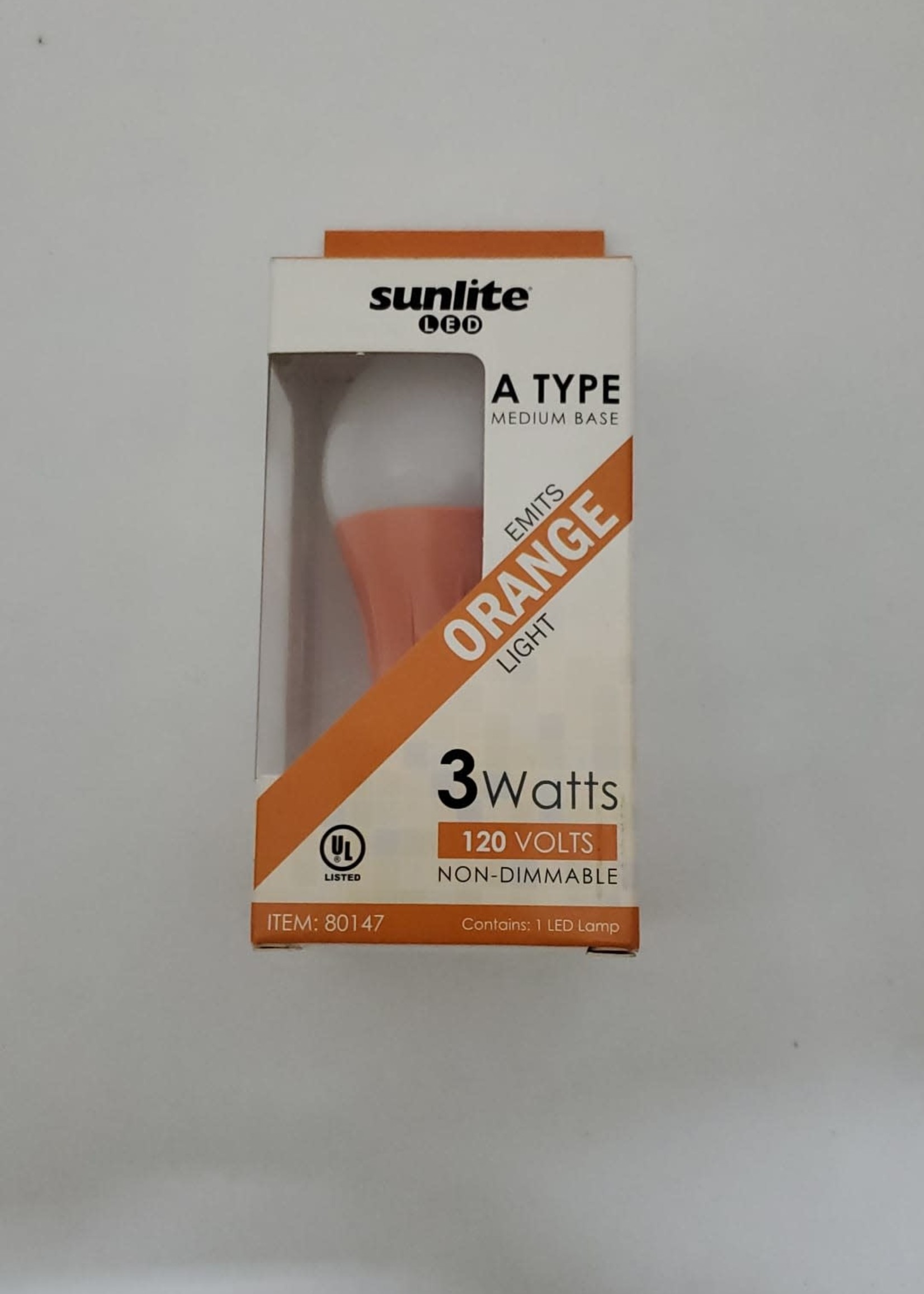 Sunlite A19 Bulb Amber Light 3W Dimmable Sunlite