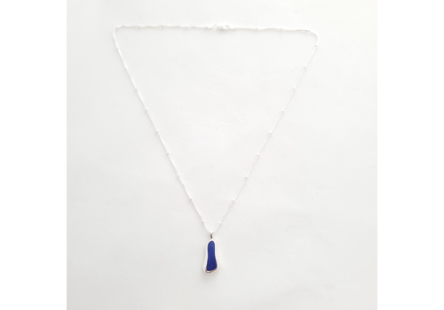  Autumn Designs Blue sea glass w/ wave necklace 