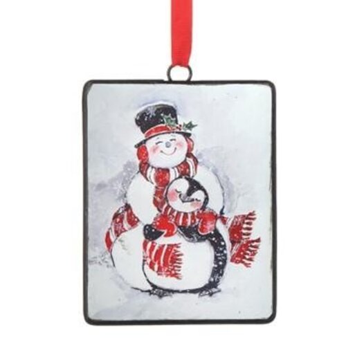  Snowman and Peng Rect Orn 