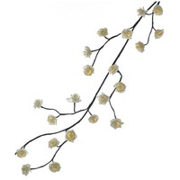 6' Pre-Lit Warm White LED Green Vine White Rose Garland