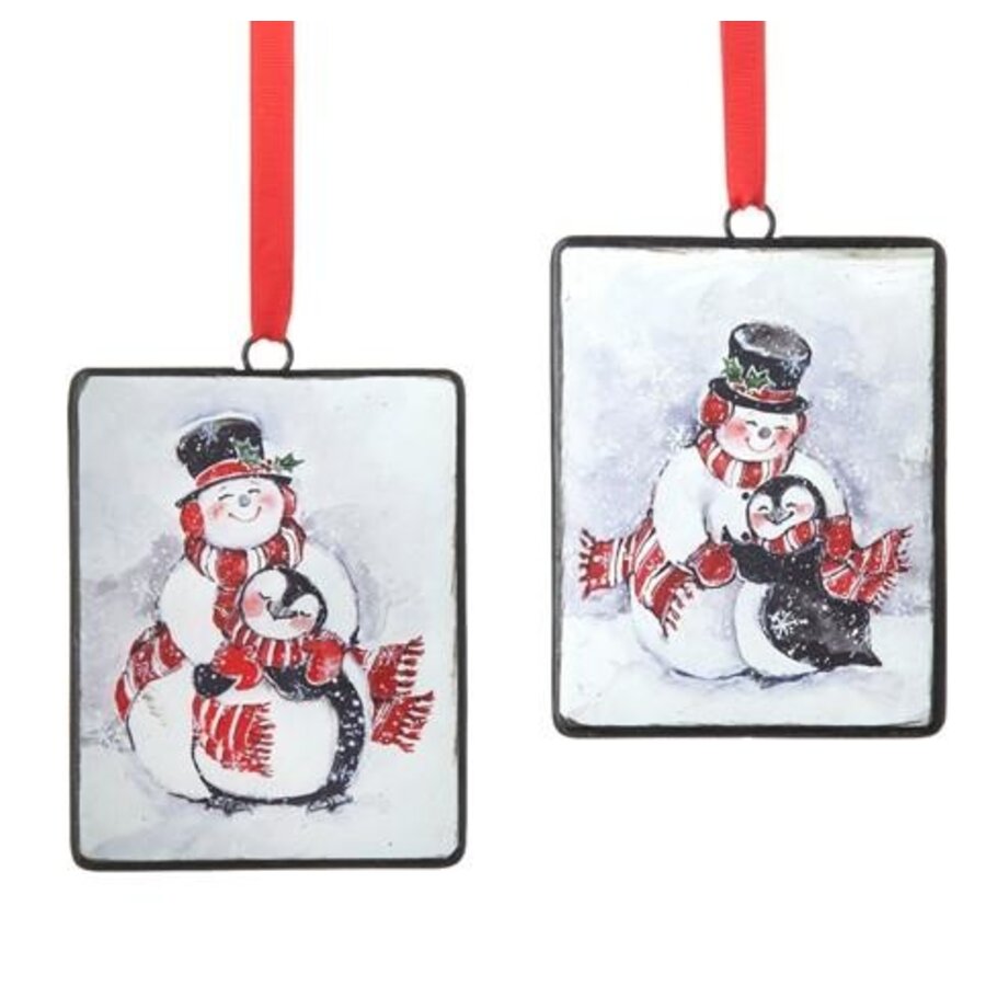 Snowman and Peng Rect Orn