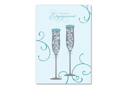  Champagne Flute Engagement Card 